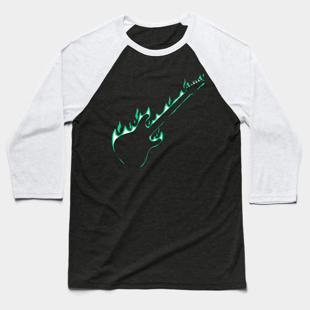 Fire guitar (Mint version) Baseball T-Shirt by Dirgu